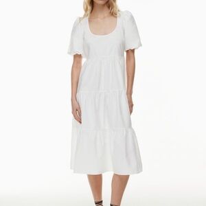 Little Moon White Puff Sleeve Midi Dress - Aritzia